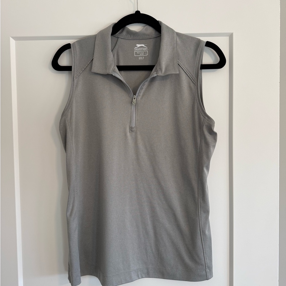 Slazenger Heather Gray Sleeveless Zip Top